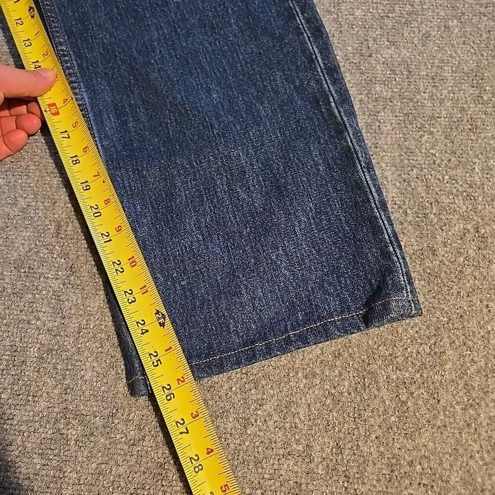 Levi Denim Jeans Mens 38x29 (Fits 37x26) Blue Strait 505 Dark 2015 High Rise